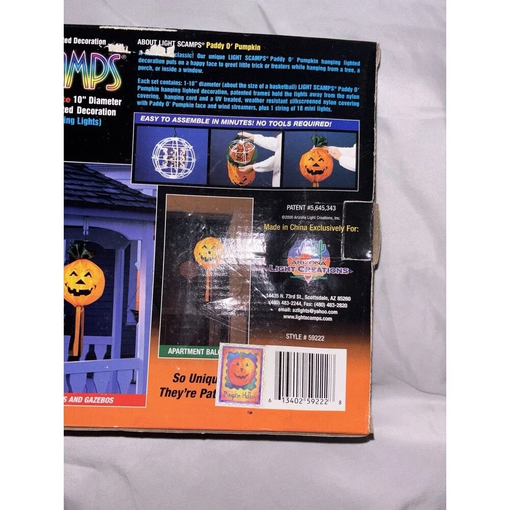 Light Scamps Paddy O' Pumpkin Hanging Lighted Decor, Orange